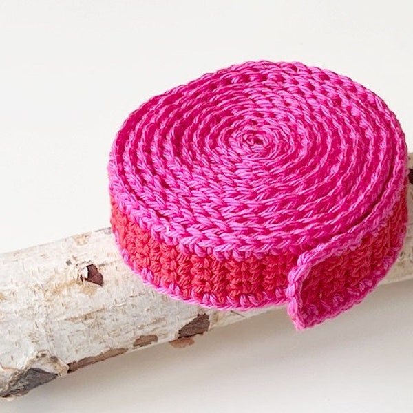 Schneckenband  Waldorf  'BÄNDERSCHNECKE'  gehäkelt  ca. 1,54 m  Feuerrot  Pink