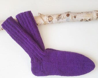 Socken  8-fach  Violett  Größe wählbar!  Stricksocken  handgestrickt