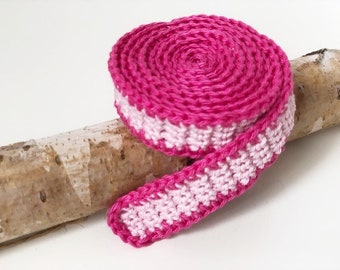 Schneckenband  Waldorf  Bänderschnecke  gehäkelt  ca. 1,45 m  Rosa  Zyklam