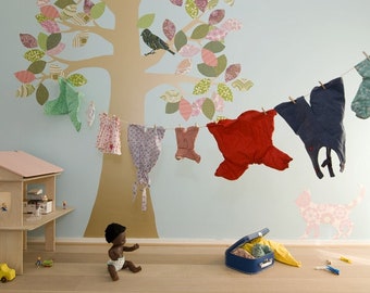 Boom II - kinderkamer behang gemaakt van fleece