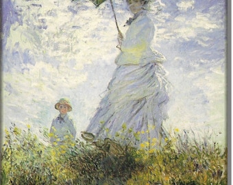 Mujer con sombrilla - por Monet - pintada a mano