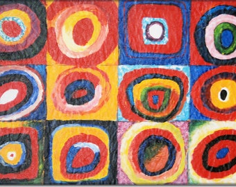 Vierkanten met concentrische cirkels - handgeschilderd
