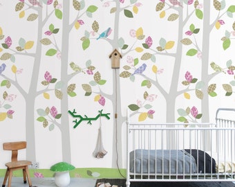 Forest-Children's room wallpaper made of fleece