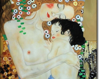 Maternidad - Gustav Klimt- Pintura al óleo pintada a mano