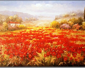 las Amapolas II - Pintura al óleo pintada a mano