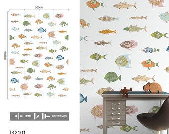 Fish-Children's room wallpaper made of fleece