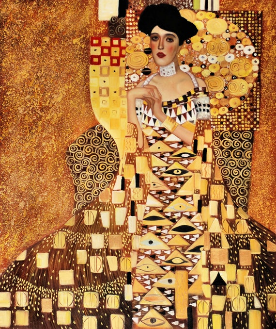 Golden Adele Gustav Klimt Pintura al óleo pintada a mano - Etsy España