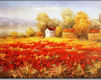 las Amapolas IV - Pintura al óleo pintada a mano