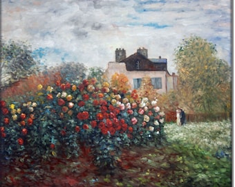 El jardín de Monet en Argenteuil - Claude Monet - pintado a mano