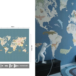 World map-Children's room wallpaper made of fleece image 2