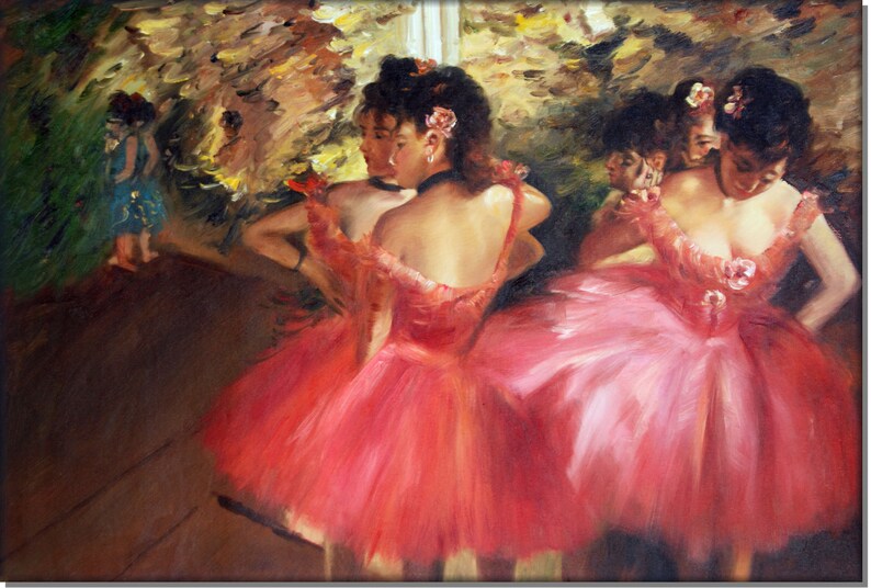 Tänzerinnen in Rosa Ölgemälde handgemalt Bild 1