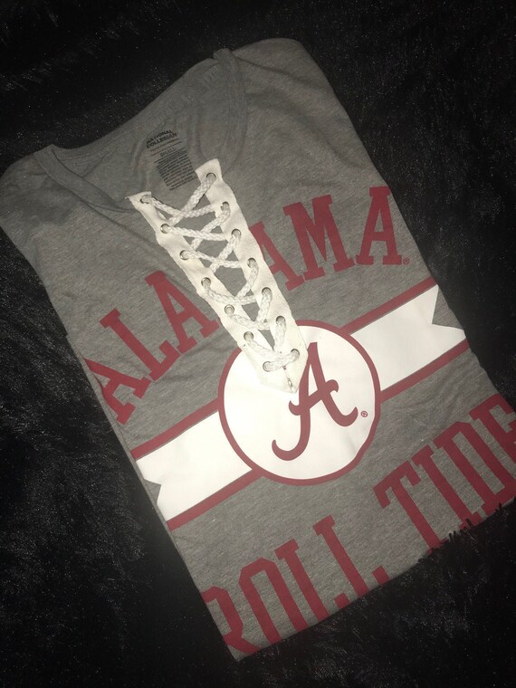 University Of Alabama V Neck Lace Up Shirt Alabama Gameday Gear Alabama Womens Shirt Roll Tide Alabama Shirts College Football Shirt