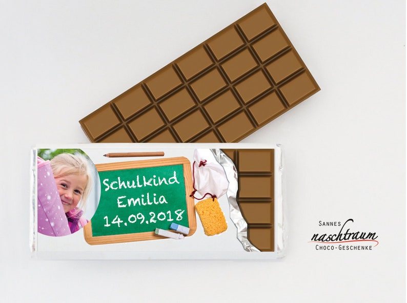 10 chocolate bars School start individual, personalized chocolate, chocolate with photo, gift school start, individual, Give Away image 1