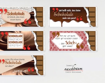 Schokoladen Kollektion "Schokosprüche“, Gastgeschenk, Grußschokolade, Nervennahrung, Give Away