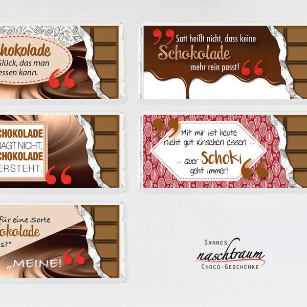 Schokoladen Kollektion "Schokosprüche“, Gastgeschenk, Grußschokolade, Nervennahrung, Give Away