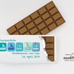 10 chocolate panelling &quot;Communion/confirmation boats,&quot; personalised chocolate, guest gift communion, guest gift confirmation, Give Away