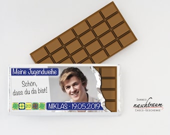 10 tablettes de chocolat « Ordination des jeunes 2 », chocolat personnalisé, chocolat imprimé, cadeau d’ordination des jeunes, Give Away