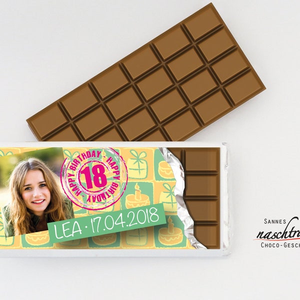 10 Schokotäfelchen „Happy Birthday mit Foto“, personalisierte Schokolade, Schokolade mit Foto, Gastgeschenk Geburtstag, Give Away