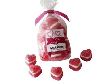 Fruchtgummi Herzen, Valentinstag, Herz, Geschenk Valentinstag, Hochzeit, Geburtstag, Muttertag, Tischdeko, Give Away