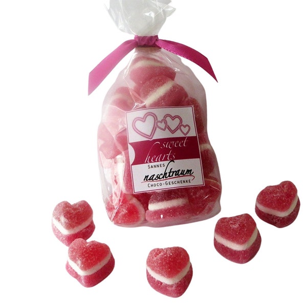 Fruchtgummi Herzen, Valentinstag, Herz, Geschenk Valentinstag, Hochzeit, Geburtstag, Muttertag, Tischdeko, Give Away