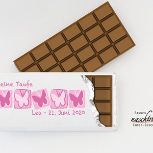 10 Schokotäfelchen "Taufe Schmetterlinge", personalisierte Schokolade, Gastgeschenk Taufe, Give Away, Schokolade Taufe, individuell