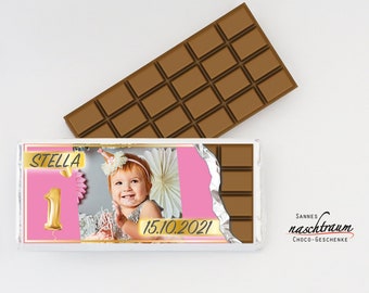 10 Schokotäfelchen "1. Geburtstag mit Foto 2", personalisierte Schokolade, Schokolade mit Foto, Gastgeschenk Geburtstag, Give Away
