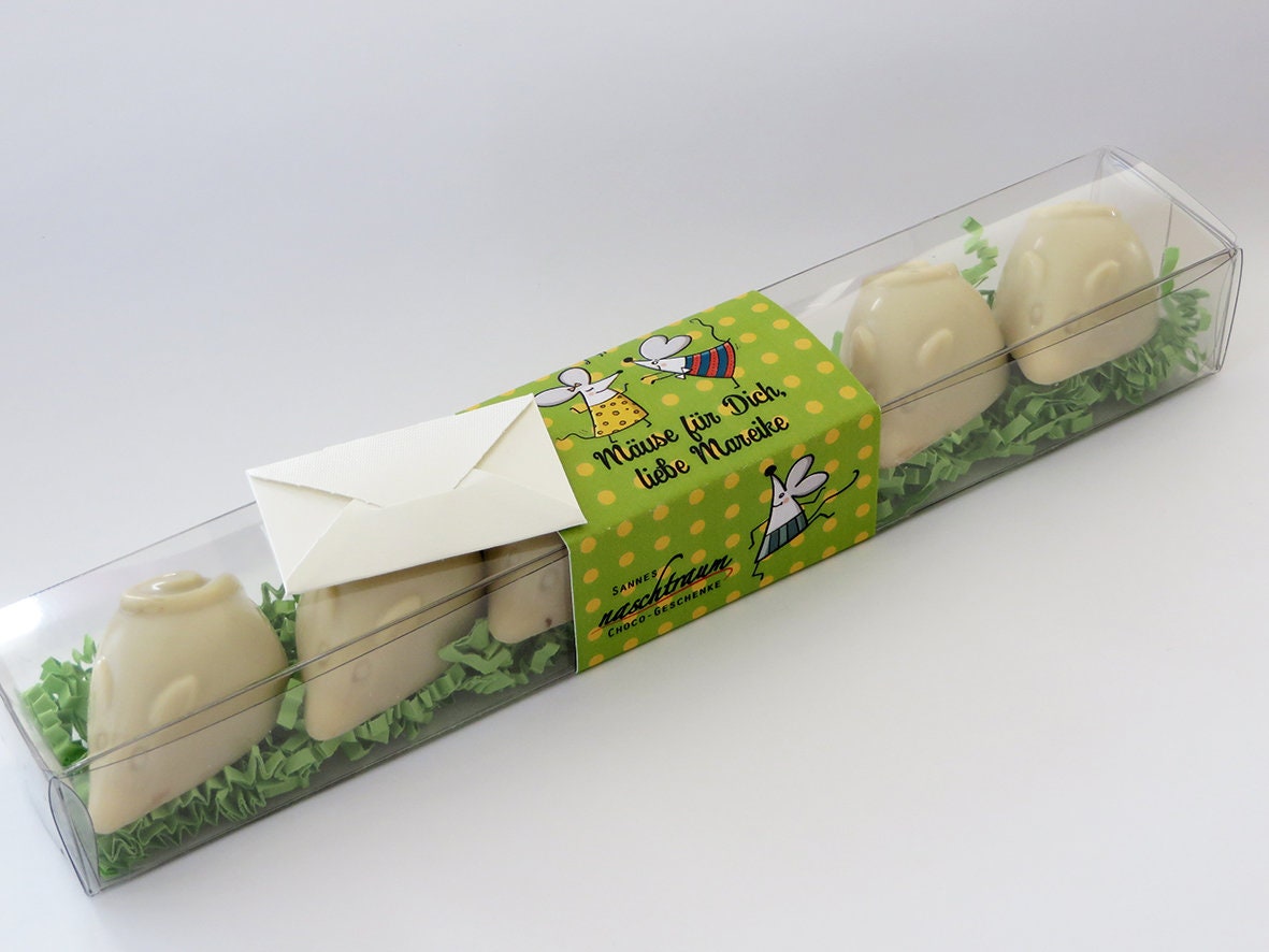 6 süße Mäuse aus gefüllter Schokolade, Nougatpraline, Haselnussnougat ...