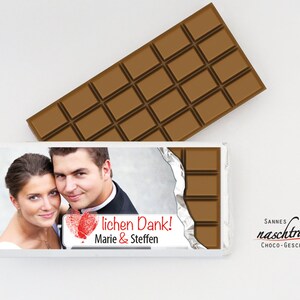 10 Schokotäfelchen „Hochzeit Danke 2“, personalisierte Schokolade, Schokolade mit Foto, individuell, Gastgeschenk Hochzeit, Give Away,