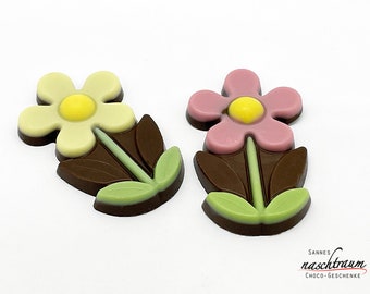 2 fleurs en chocolat, cadeau, cadeau chocolat, anniversaire, fête des mères, Saint Valentin, fête des mères