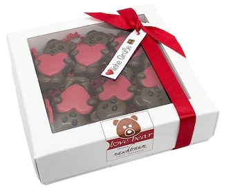 12 chokladbjörnar med hjärtan, present, förpackning, chokladpresent, födelsedag, mors dag, alla hjärtans dag, bröllop, hjärta
