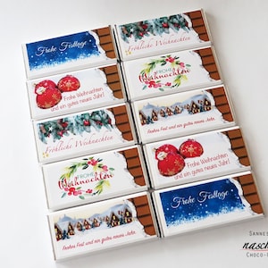 10 tavolette di cioccolato "Auguri di Natale", regalo di Natale, Avvento, Babbo Natale, cioccolato, regalo, cioccolato natalizio, motivo natalizio