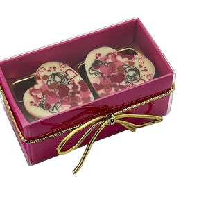 2 corações nobres de nougat, presente de dia das mães, presente de dia dos namorados, aniversário, personalizado, chocolate, pralinés, nougat de avelã, presente