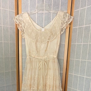 Vintage 1970’s cream lace tiered maxi dress