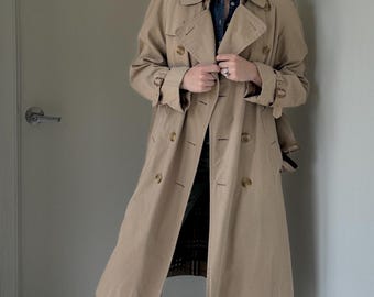 Vintage Burberry Double Breasted Trench Coat With Lining, Size 44