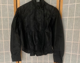 Antique 1890’s 1900’s black long sleeve silk Edwardian victorian blouse
