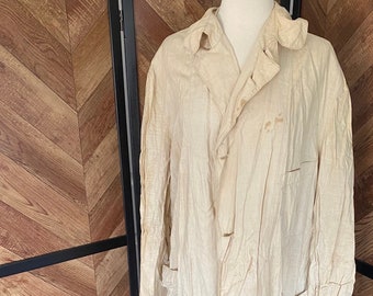 Antique 1900’s tan cotton men’s driving duster coat, size large