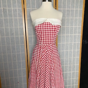 Gingham strapless dress sales