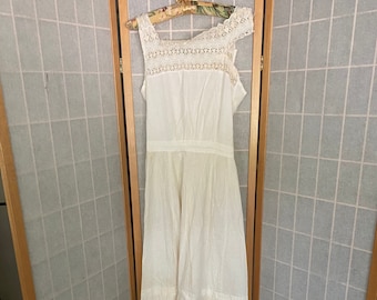 Vintage antique white cotton petticoat dress, 1900s 1910s