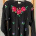 Vintage 1980’s Black Pullover Sweater With Colorful Flower Embroidery ...
