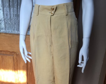 Vintage 1980's Yellow High Waisted Pants, slacks, trousers, size 8 medium