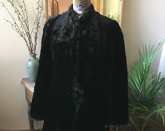 Vintage 1940's Dark Brown/Black Fur Coat shorn rabbit size medium