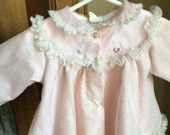 Vintage 1960's Pink Little Girl's Dress/Top with polkadots and lace