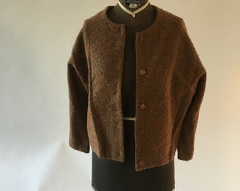 Vintage 1940, 1950 Rust Brown Cardigan Sweater, Size medium Mr Mort Sportwear