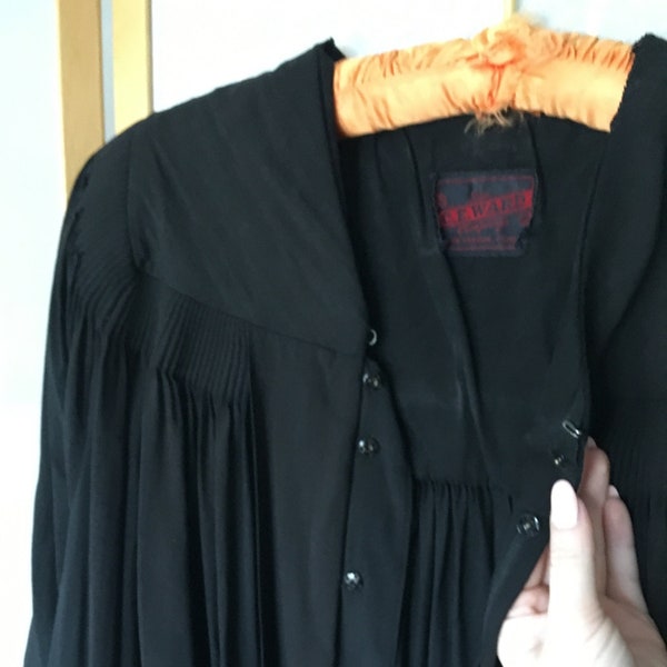 Vintage jaren 1930 C. E. Ward Company Black High School, College University Graduation Robe, Graduation jurk