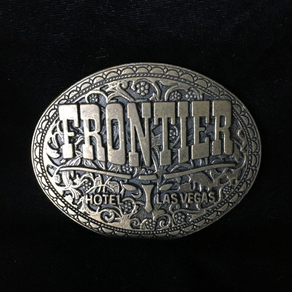 Vintage 1980's Oval Frontier Belt Buckle Hotel Las Vegas