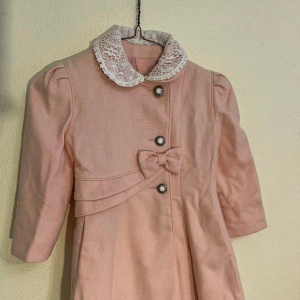 Vintage 1980s pink Rothschilds brand child's/girl's coat and hat, girls size 4
