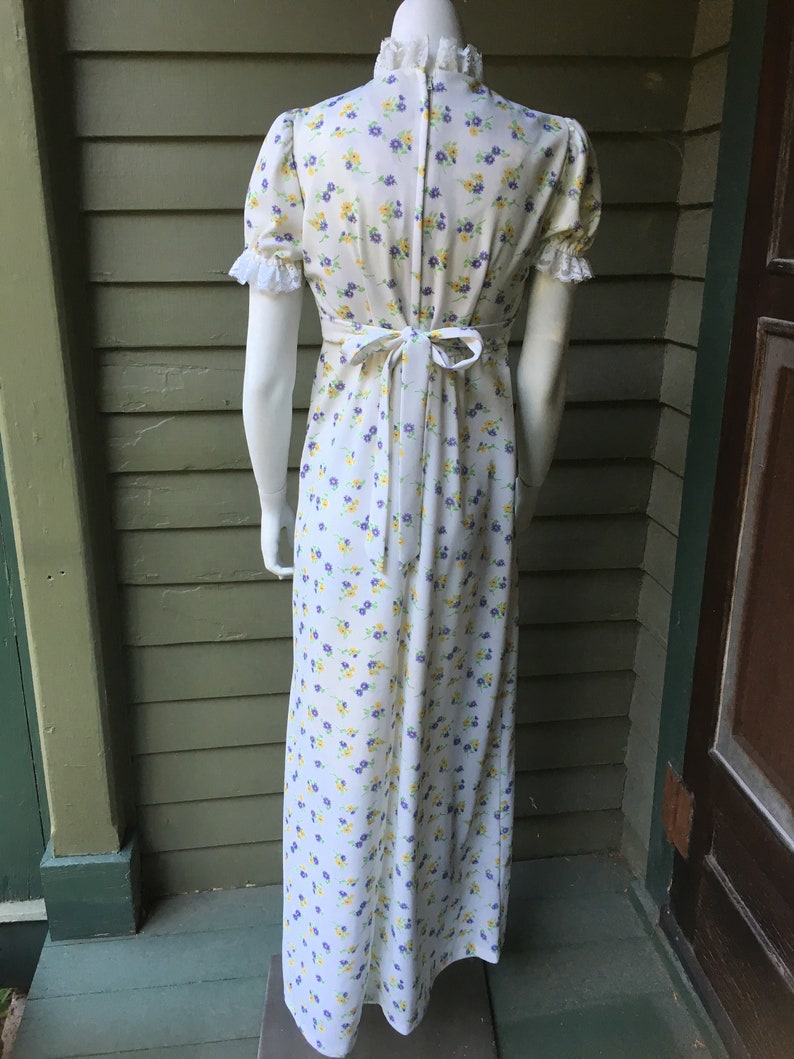 Vintage 1970's White Polyester Maxi Dress, size xs image 2