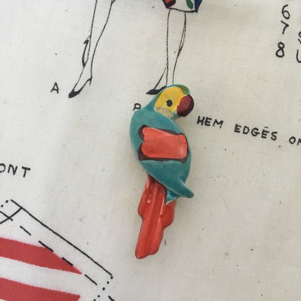 Vintage 1950's Colorful Parrot Pin, Brooch