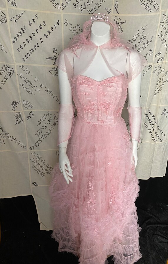 Vintage 1950’s bubblegum pink tulle party dress wi