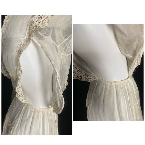 Antique early 1900s Victorian sheer cream overdre… - image 8
